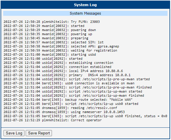 System log