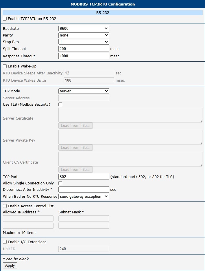 Serial interface configuration