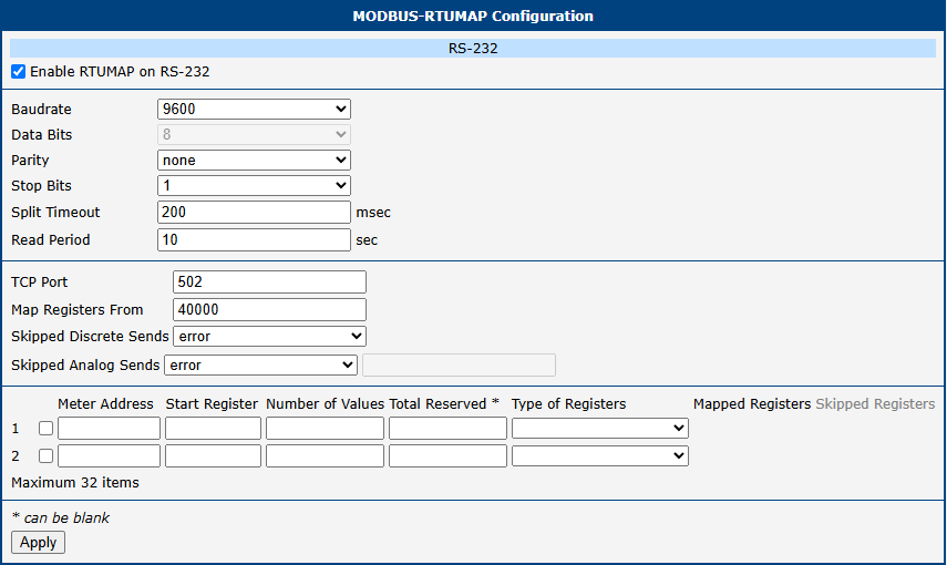 RTUMAP configuration