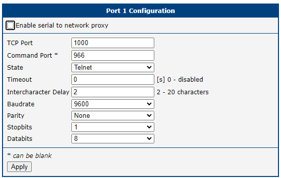 Configuration page