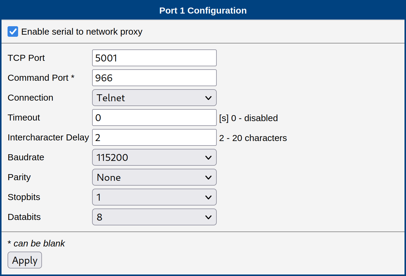 Example 1 — Router app settings