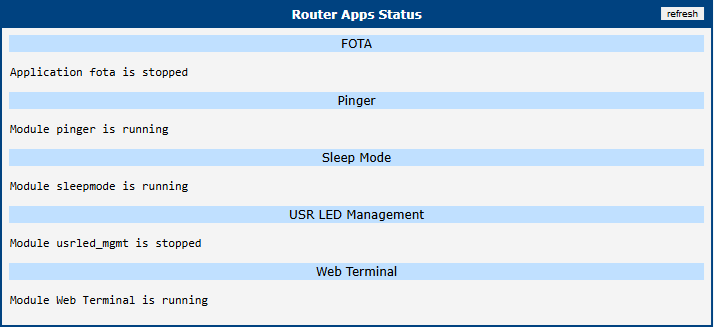 Router Apps Status