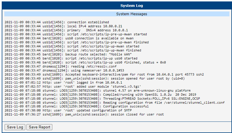 System Log