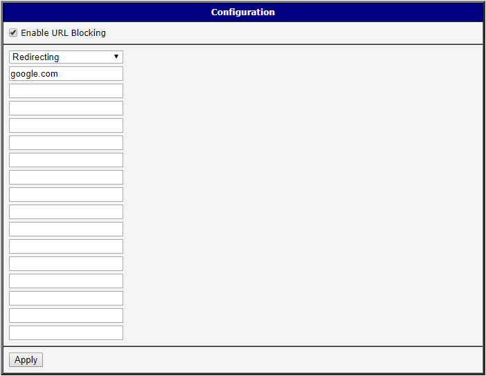 Example of Redirecting mode