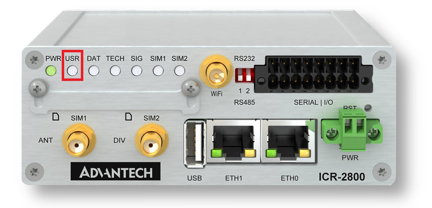 USR LED on the ICR-2800 router