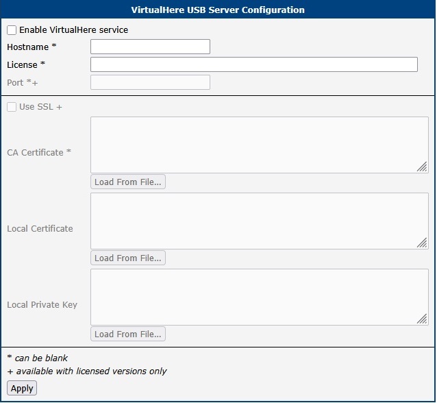 Configuration form Global