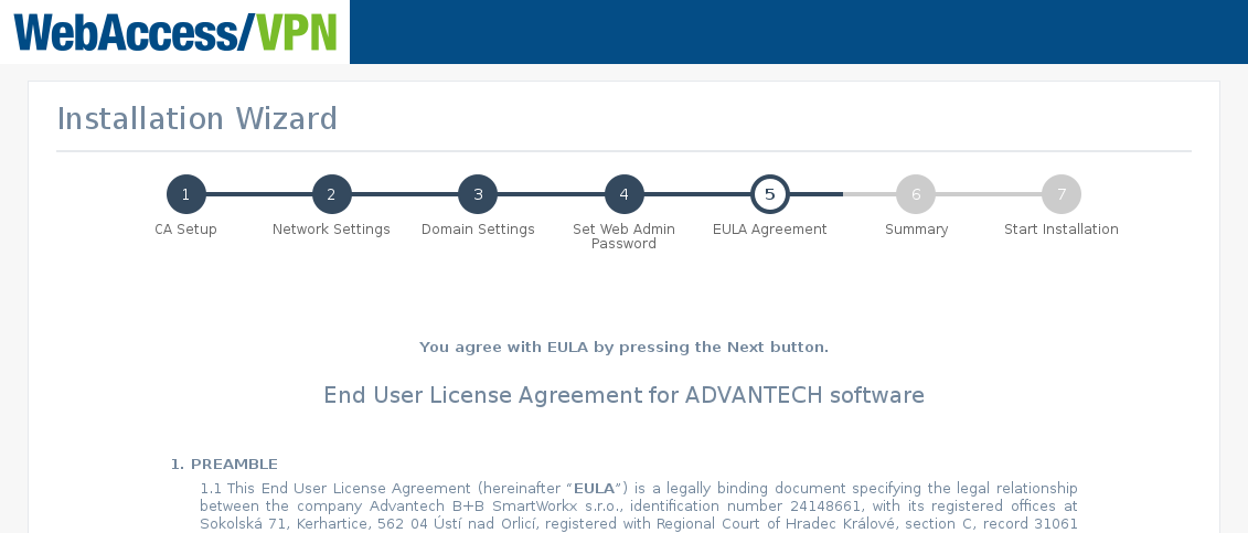 Wizard Step 5 — EULA