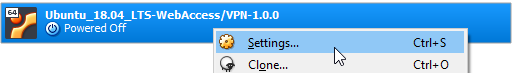 Open VM settings