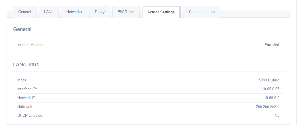 Routers — Actual Settings