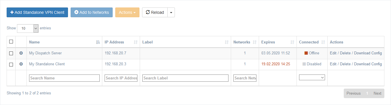Manage Standalone VPN Clients