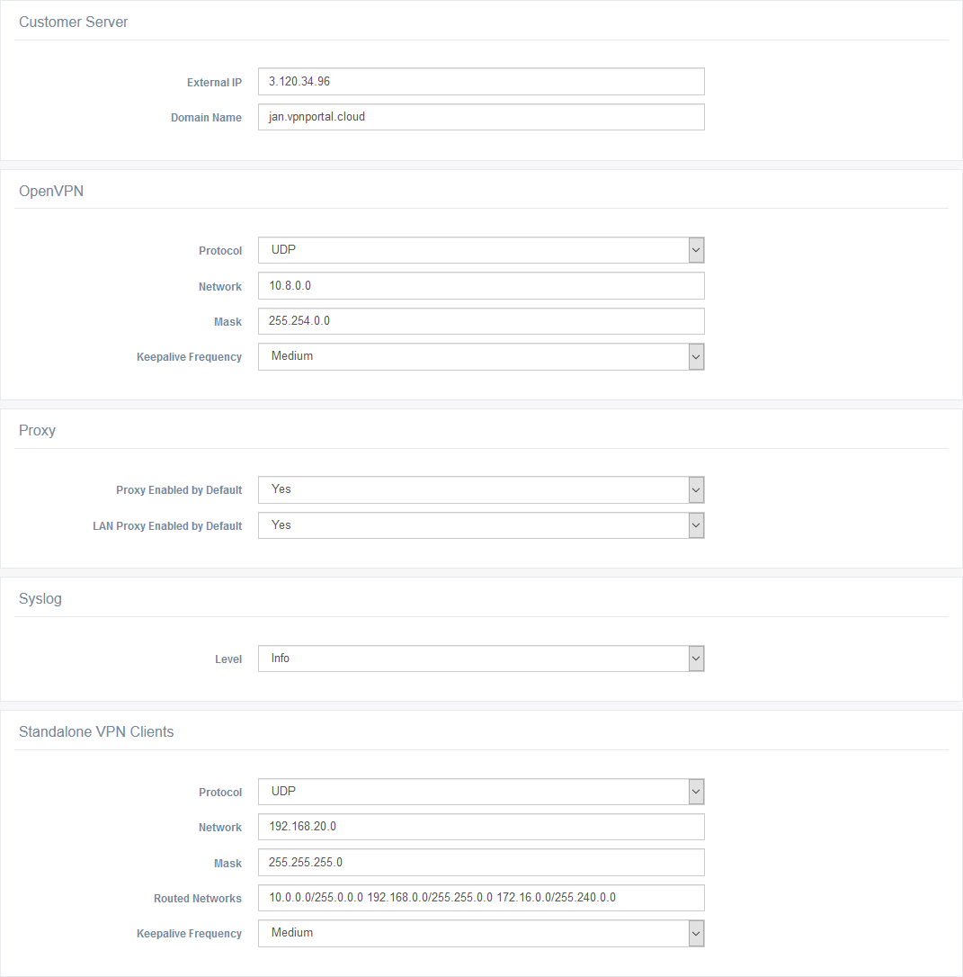 Settings of WebAccess/VPN