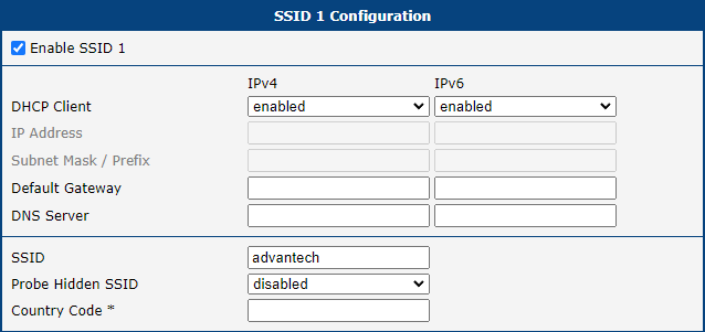 SSID1–SSID4 Configuration Part 1