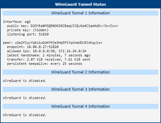 WireGuard Tunnel Status for second router
