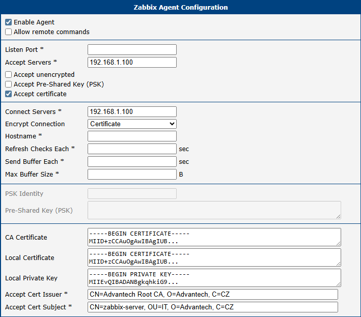 Certificate encryption on the router