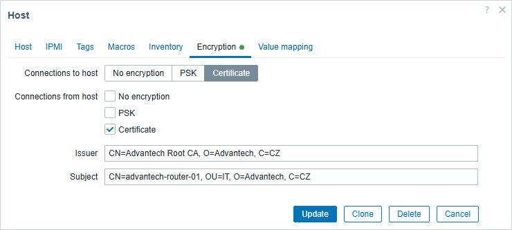 Certificate encryption on the Zabbix server