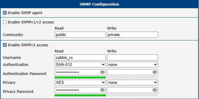 SNMP encryption on the router